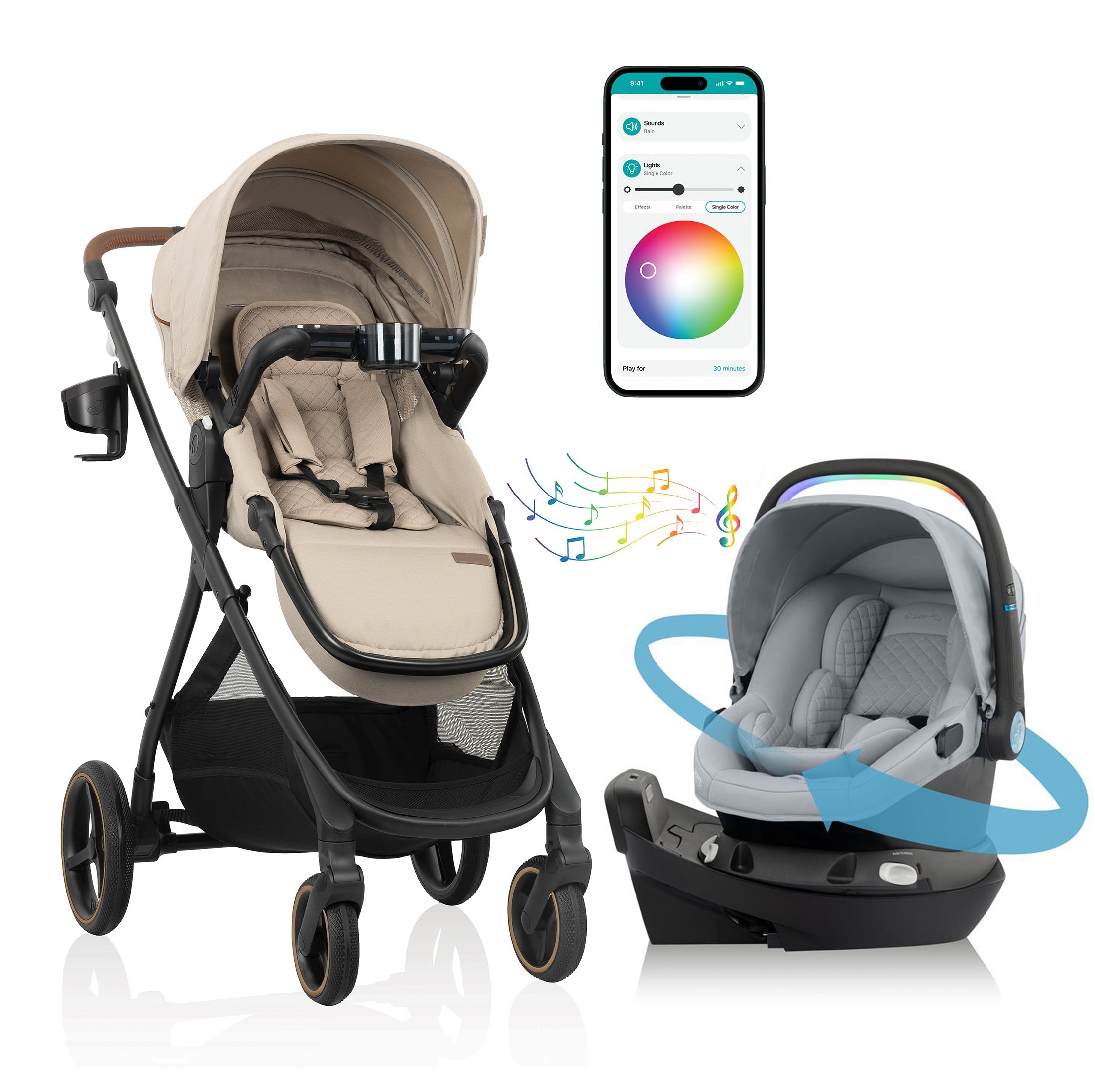 Build your own custom Travel System! Shyft Intuiti+ Travertine & Revolve180 Litemax NXT w/ SensorySoothe