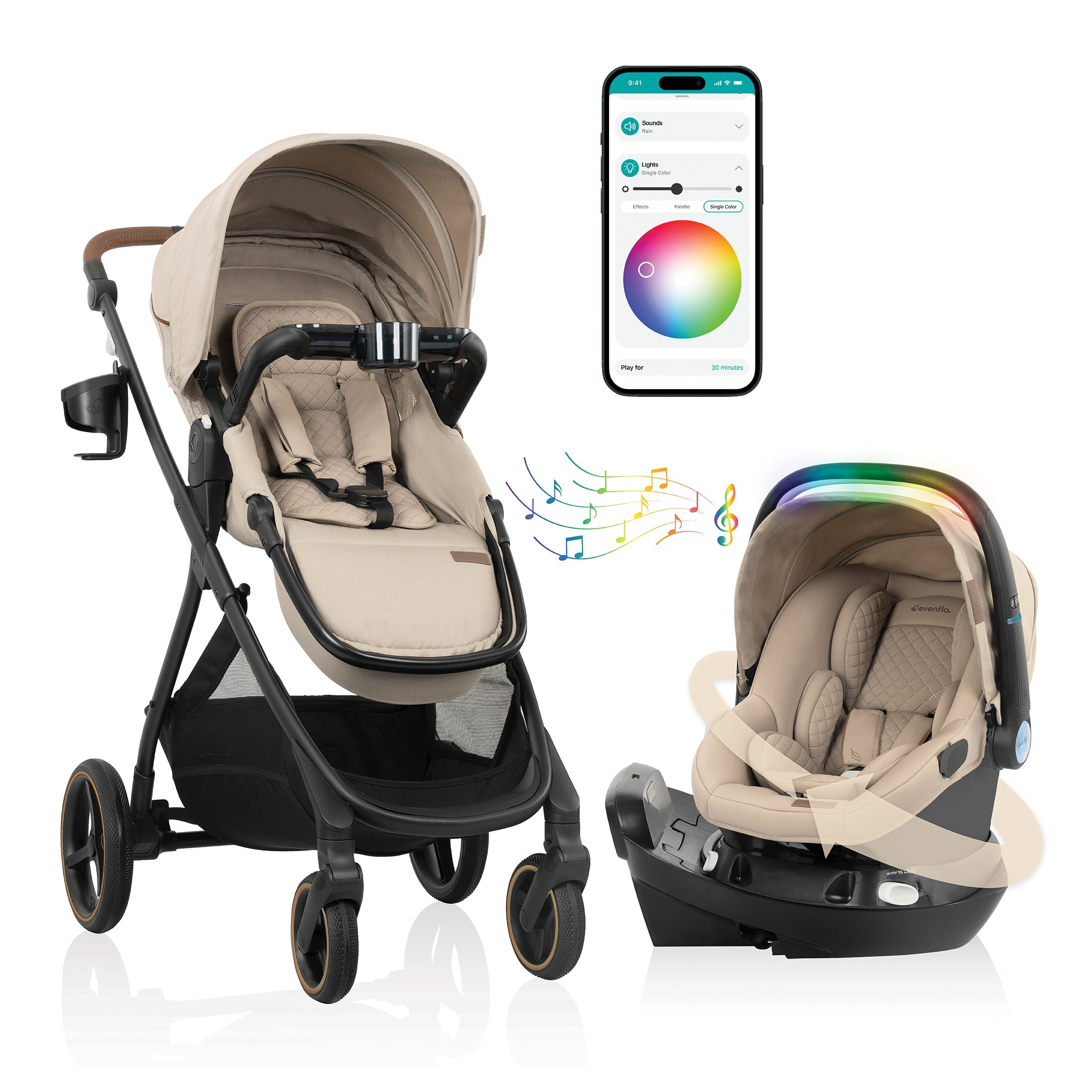 Shyft Intuiti+ Travel System featuring Revolve180 LiteMax NXT Rotating Infant Car Seat with SensorySoothe