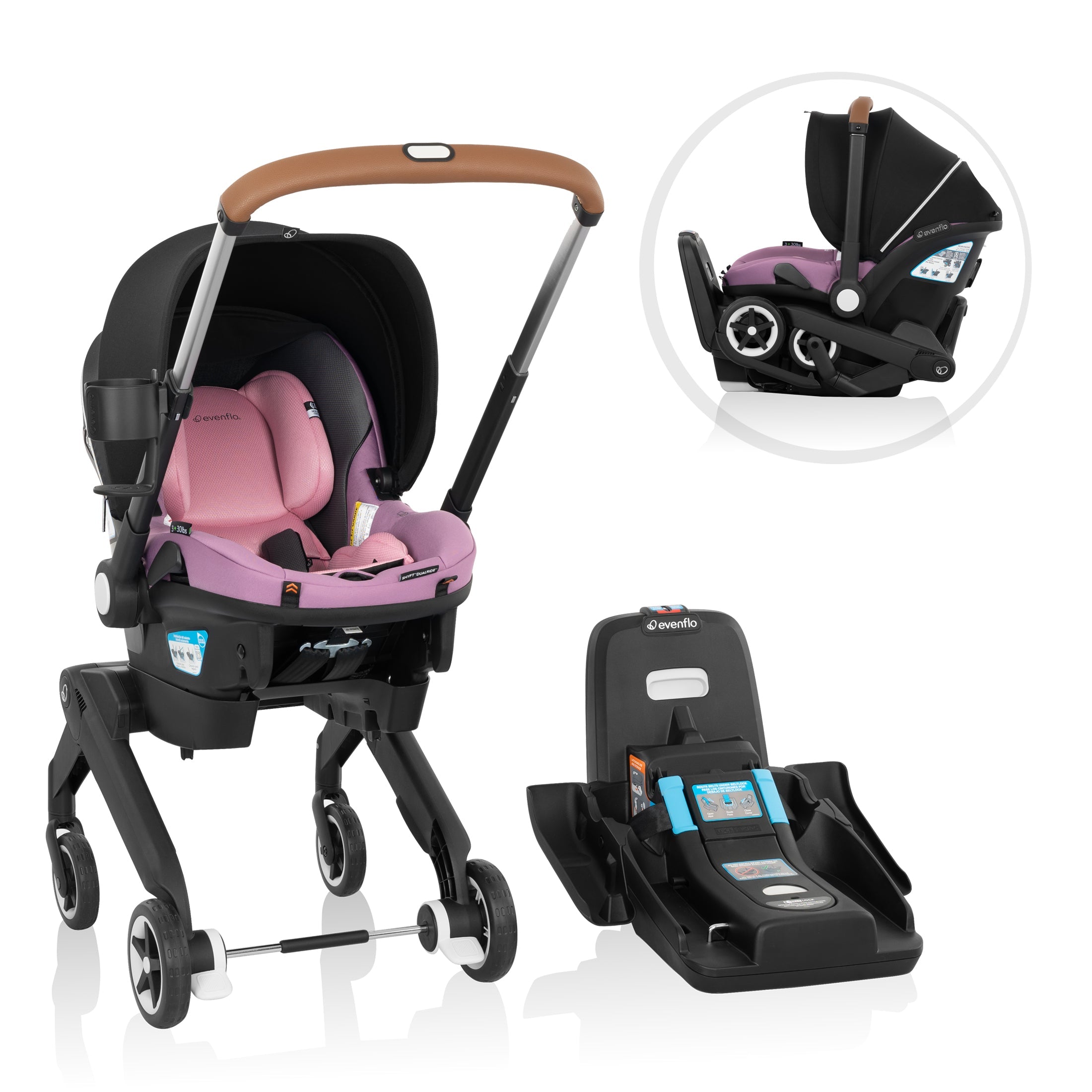 Shyft DualRide Infant Car Seat Stroller Combo w Carryall Storage & Extended Canopy