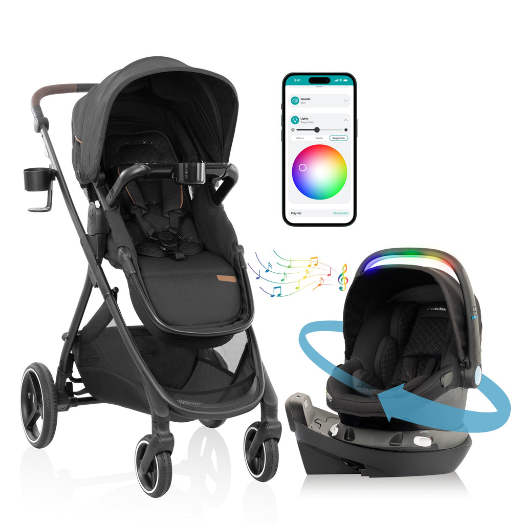 Shyft Intuiti+ Travel System featuring Revolve180 LiteMax NXT Rotating Infant Car Seat with SensorySoothe