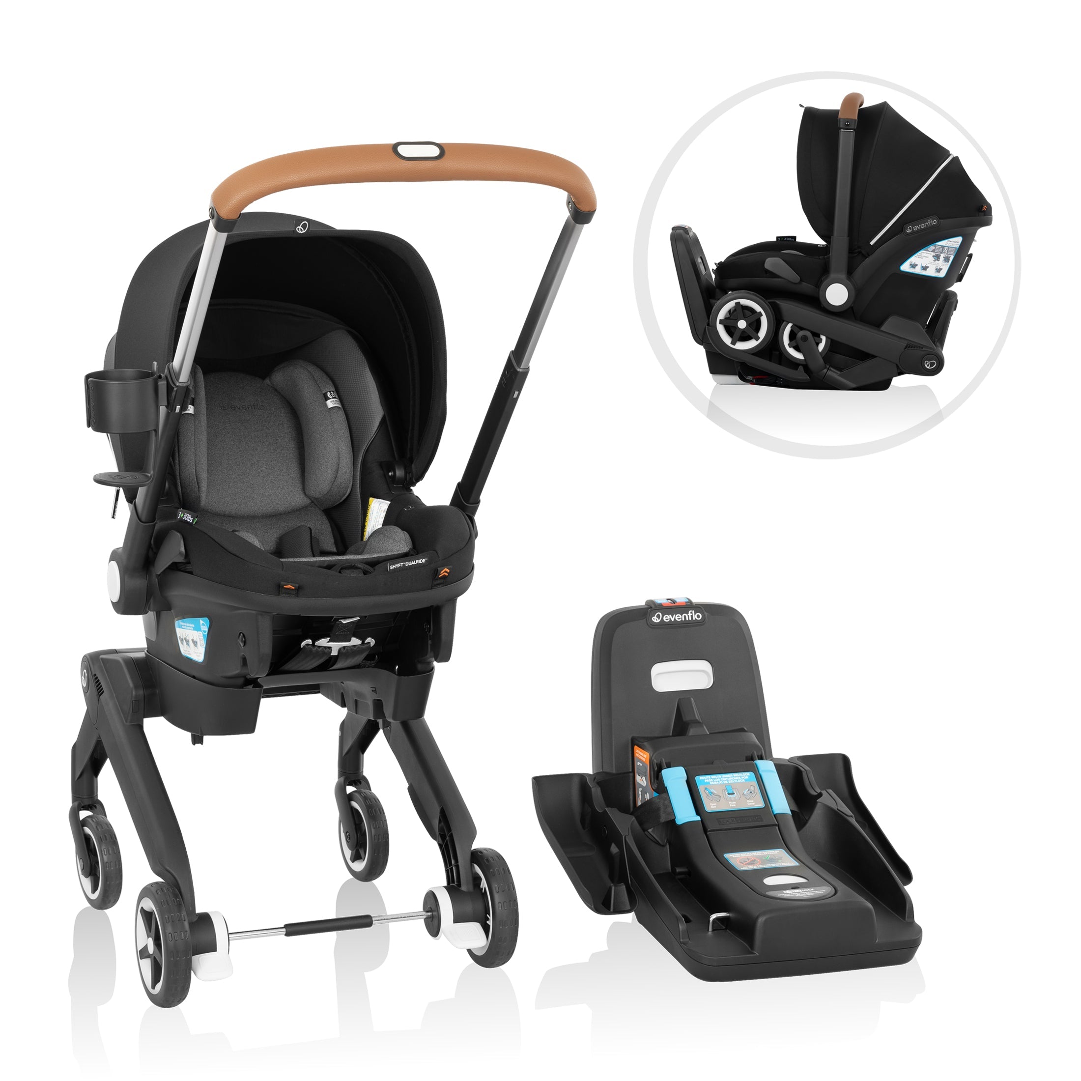Shyft DualRide Infant Car Seat Stroller Combo w Carryall Storage & Extended Canopy