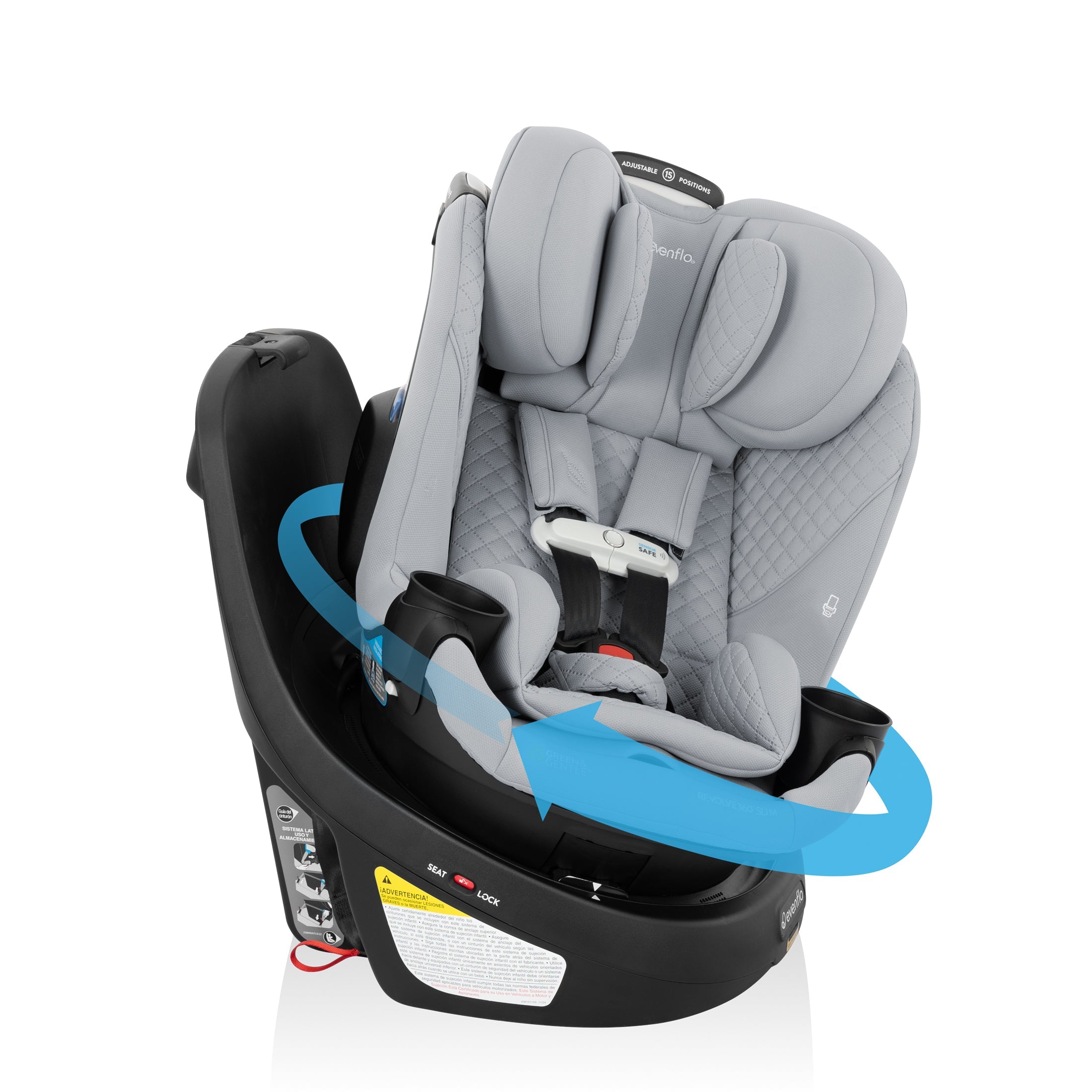 Revolve360 Slim 2-in-1 Rotating Car Seat with Green & Gentle Fabric