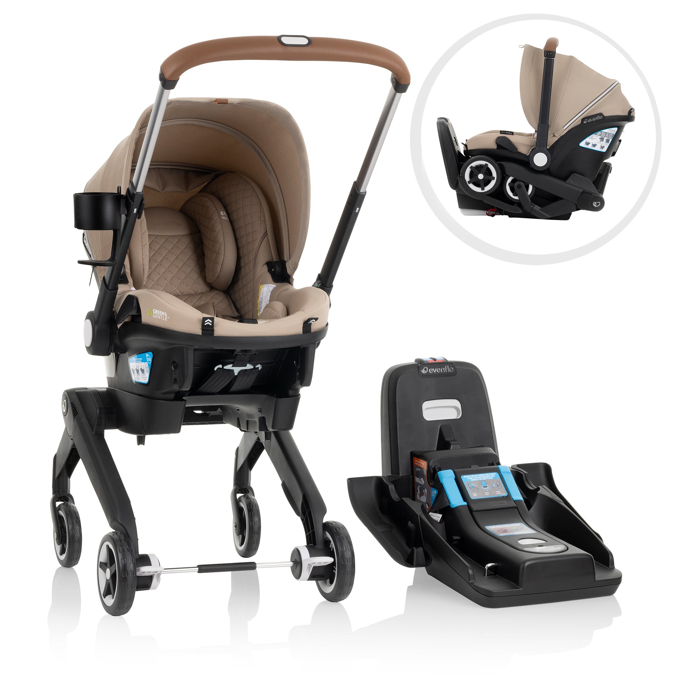 Shyft DualRide Infant Car Seat Stroller Combo with Carryall Storage and Green & Gentle Fabric