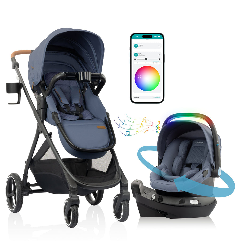 Shyft Intuiti+ Travel System featuring Revolve180 LiteMax NXT Rotating Infant Car Seat with SensorySoothe