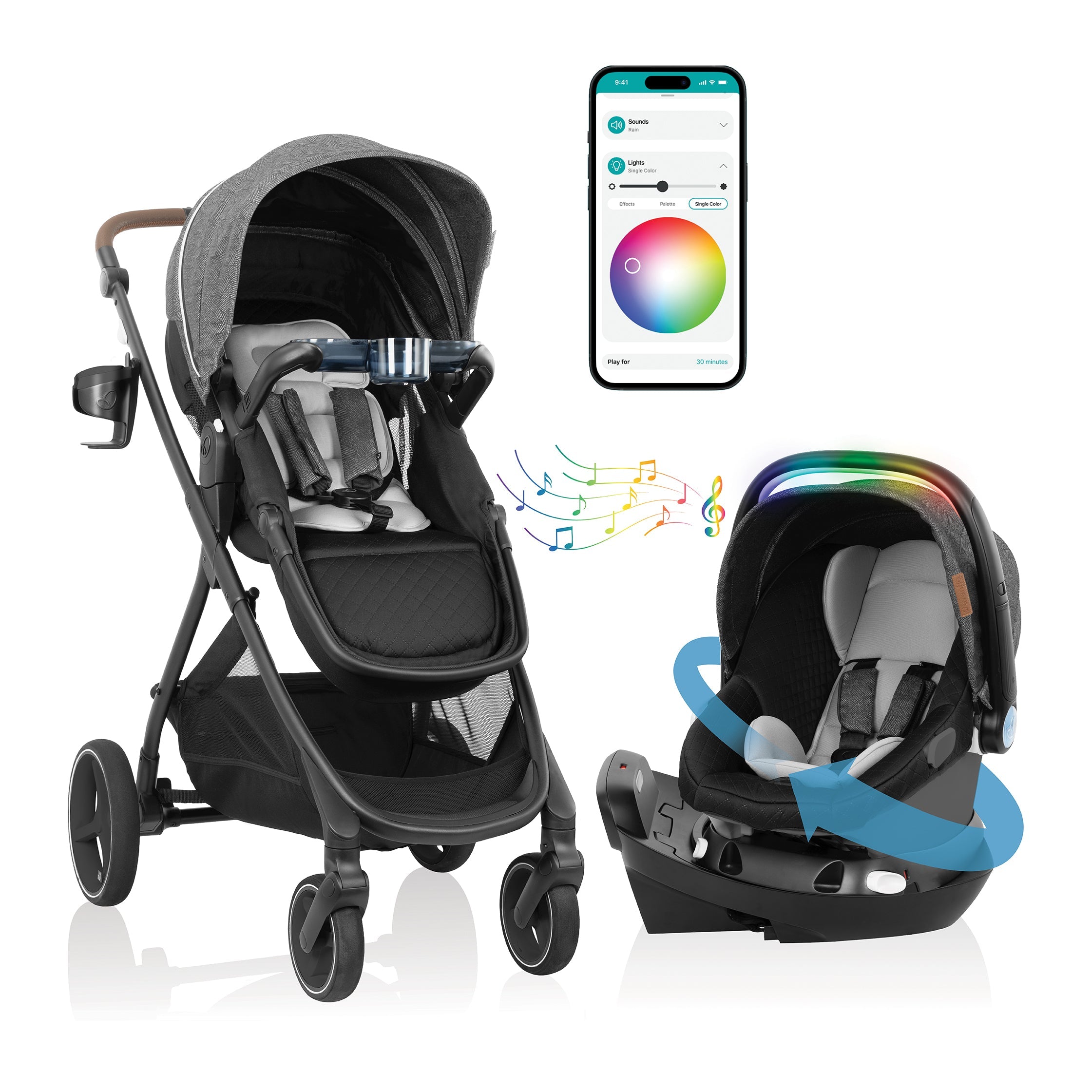 Shyft Intuiti+ Travel System featuring Revolve180 LiteMax NXT with SensorySoothe