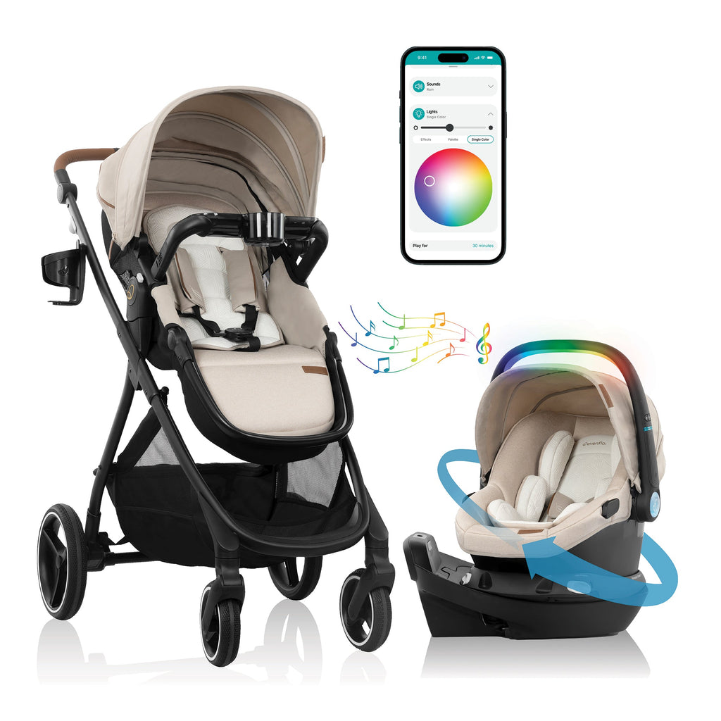 Shyft Intuiti+ Travel System featuring Revolve180 LiteMax NXT Rotating Infant Car Seat with SensorySoothe