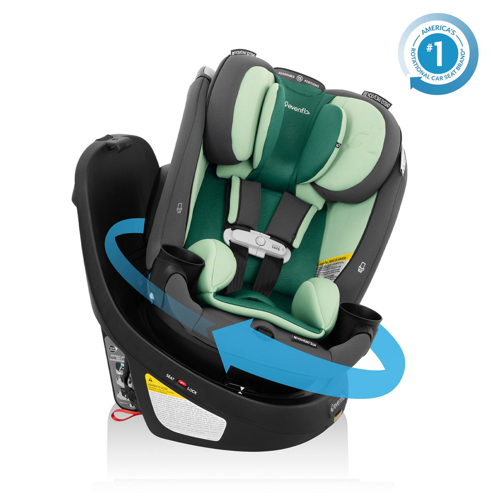 Revolve360 Slim 2-in-1 Rotating Car Seat with Green & Gentle Fabric