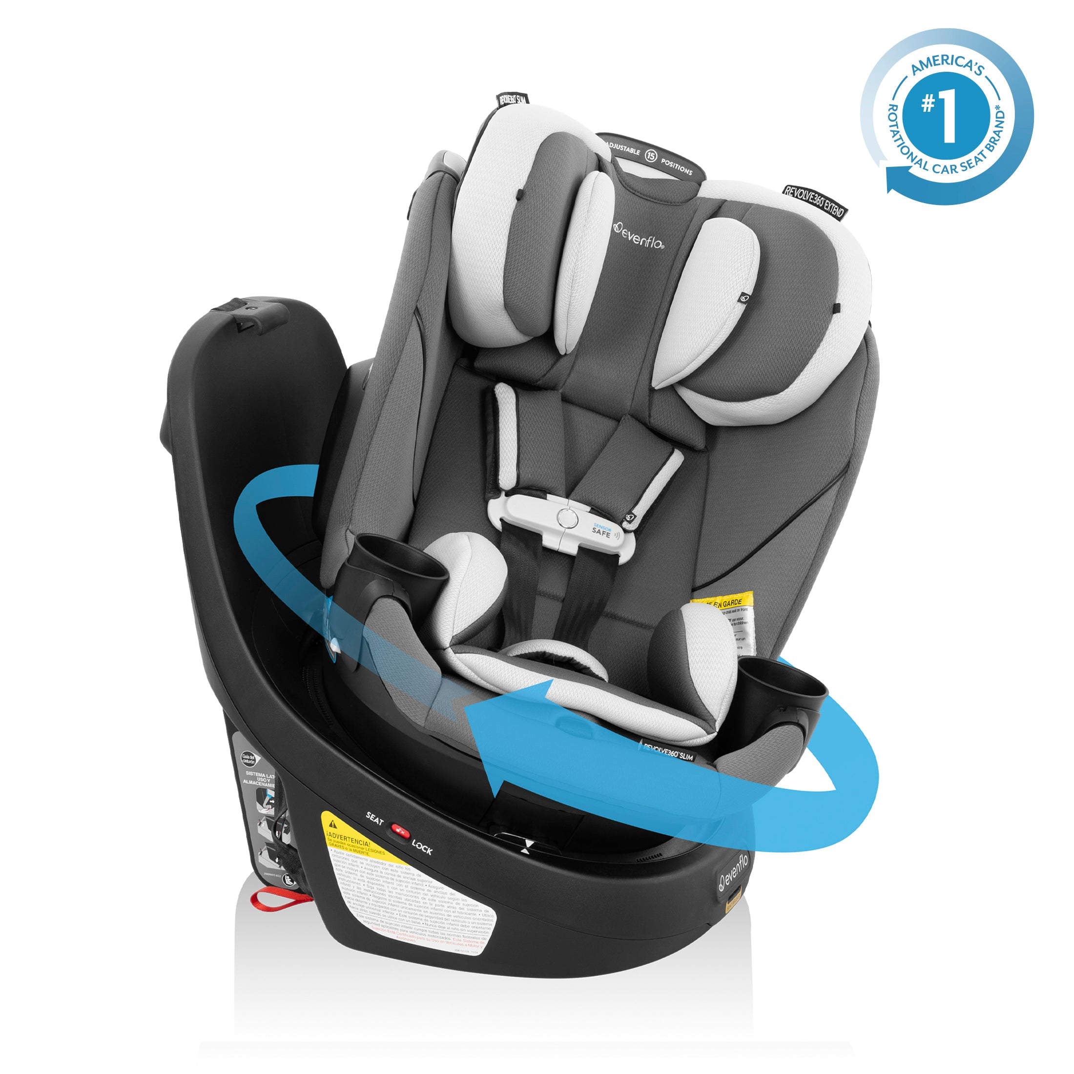 Gold Revolve360 Slim 2-in-1 Rotational Car Seat with SensorSafe